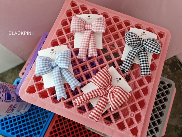 Black Pink - Korean Children Fashion - #kidzfashiontrend - Check Puffy Ribbon Pin - 2