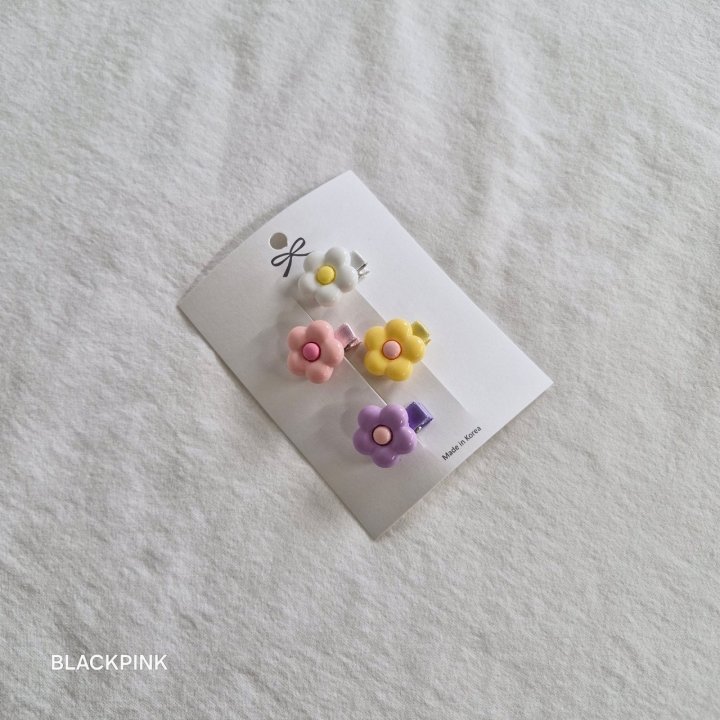 Black Pink - Korean Children Fashion - #kidzfashiontrend - Mini Flower Hair Clip Set - 6