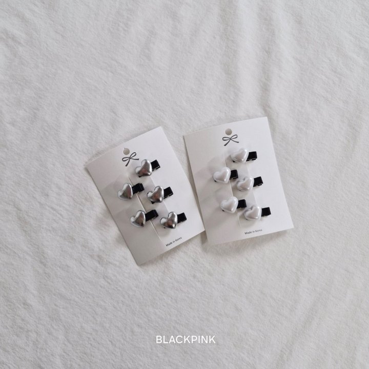 Black Pink - Korean Children Fashion - #kidzfashiontrend - Heart Mini Hair Clip Set - 2