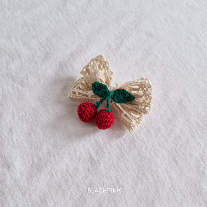 Black Pink - Korean Children Fashion - #kidsstore - Cherry Ribbon Hair Clip - 4
