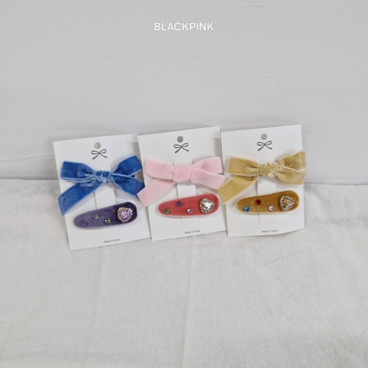 Black Pink - Korean Children Fashion - #kidzfashiontrend - Velvet Ribbon Cubic Set (set of 2) - 3