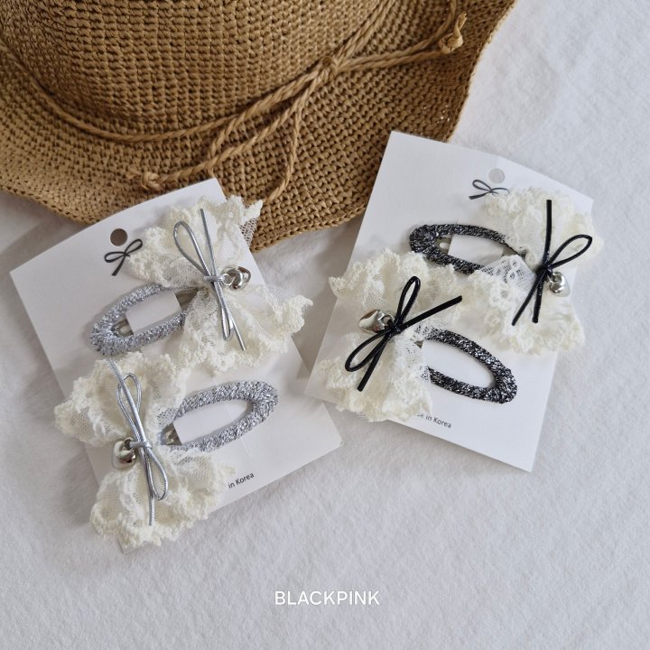 Black Pink - Korean Children Fashion - #kidzfashiontrend - Pearl Lace Heart Ribbon Set - 3