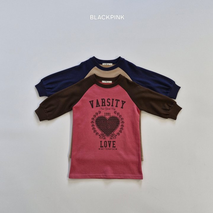 Black Pink - Korean Children Fashion - #littlefashionista - Heart Raglan One-piece - 2