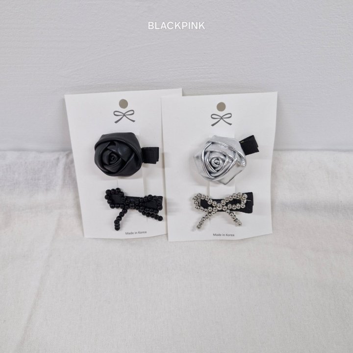 Black Pink - Korean Children Fashion - #littlefashionista - Rose Pearl Ribbon Set