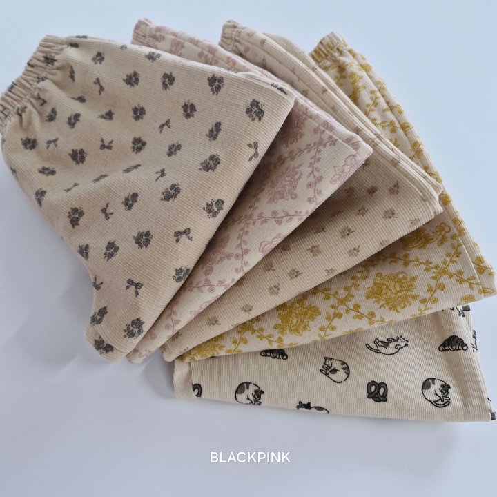 Black Pink - Korean Children Fashion - #littlefashionista - Corduroy Printed Pants - 8