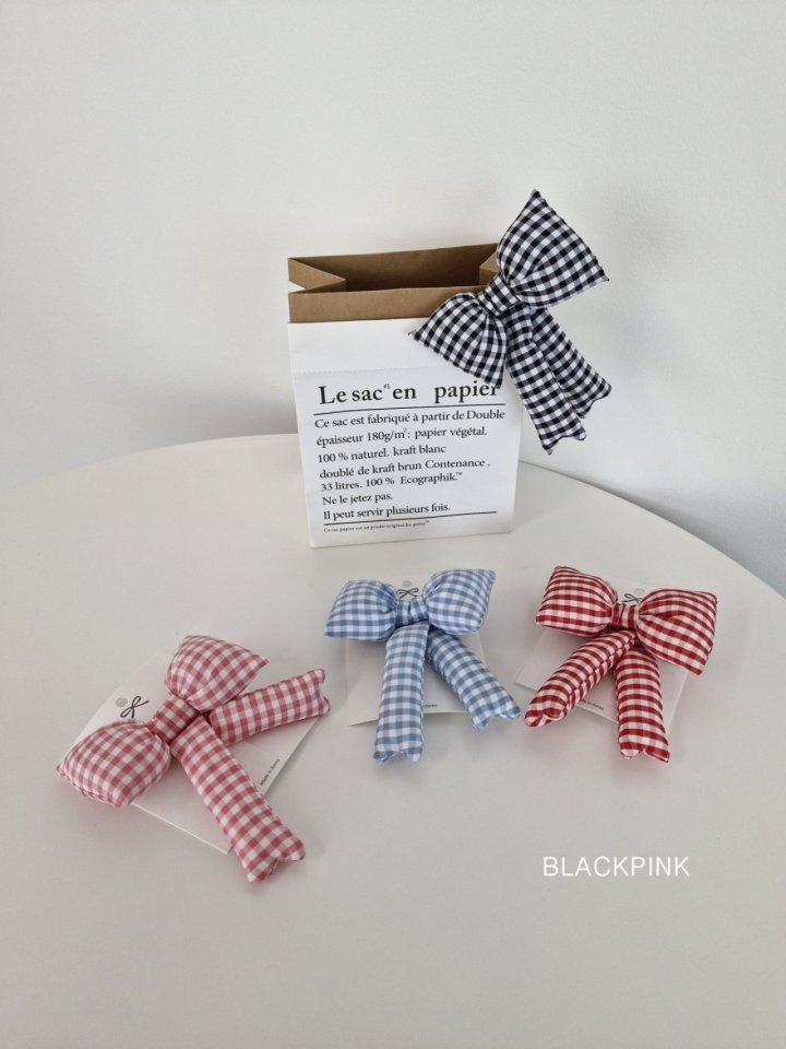 Black Pink - Korean Children Fashion - #Kfashion4kids - Check Puffy Ribbon Pin - 4