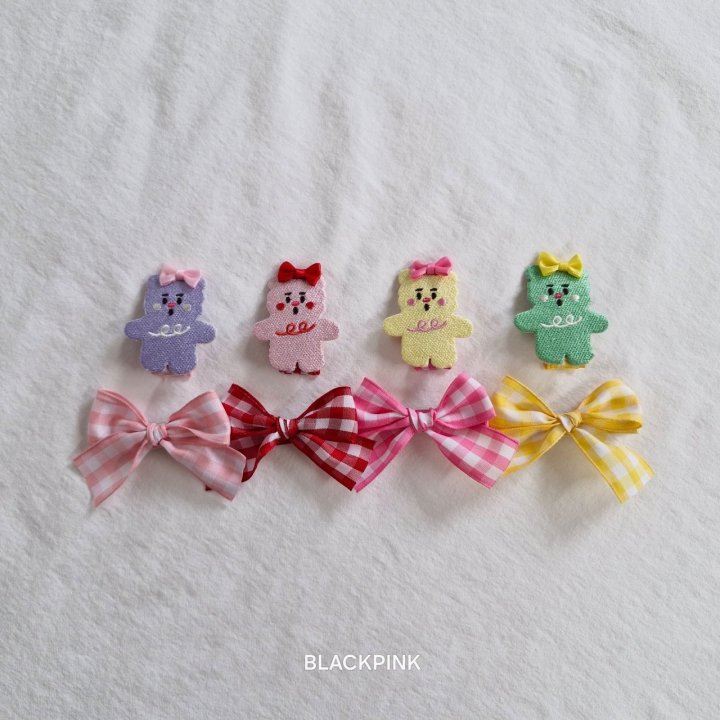 Black Pink - Korean Children Fashion - #littlefashionista - Teddy Hair Ribbon Set - 9