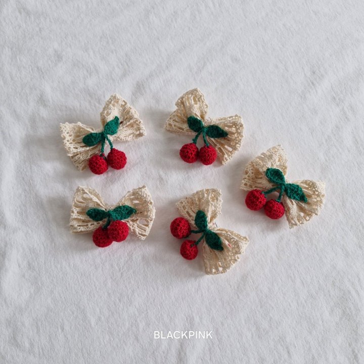 Black Pink - Korean Children Fashion - #littlefashionista - Cherry Ribbon Hair Clip - 6