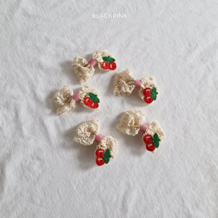 Black Pink - Korean Children Fashion - #littlefashionista - Cherry Patch Hair Clip - 5