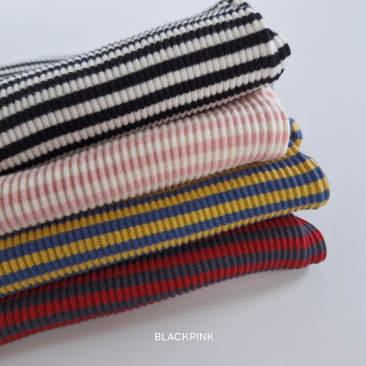 Black Pink - Korean Children Fashion - #littlefashionista - Ribbed Stripe Mock Neck Top - 11