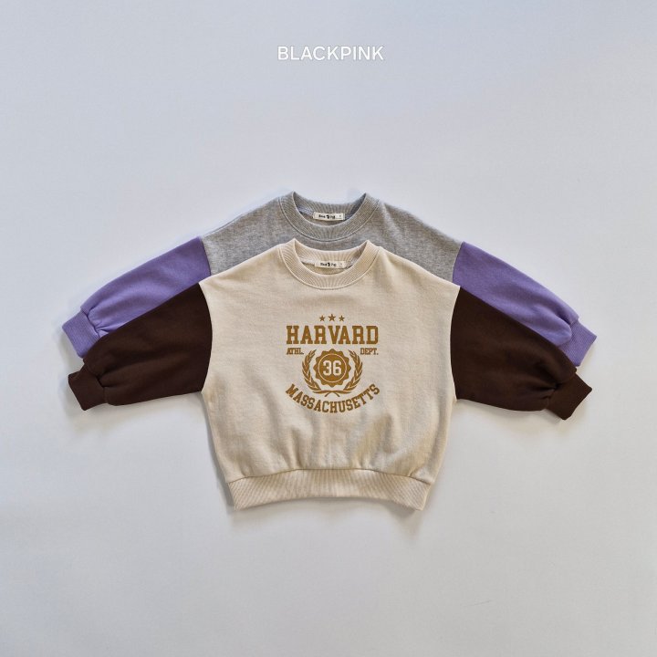 Black Pink - Korean Children Fashion - #magicofchildhood - Harvard Raglan Sweatshirt - 2