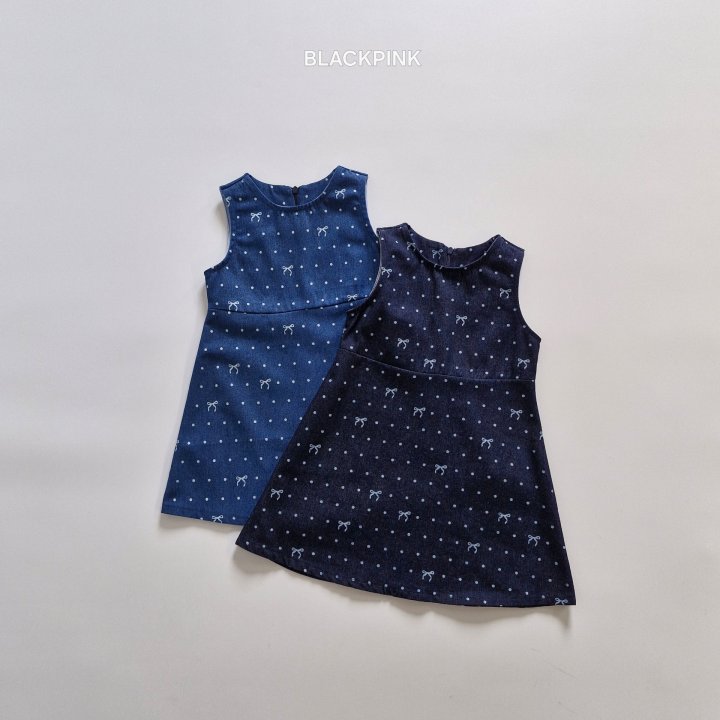 Black Pink - Korean Children Fashion - #magicofchildhood - Ribbon Denim One-piece
