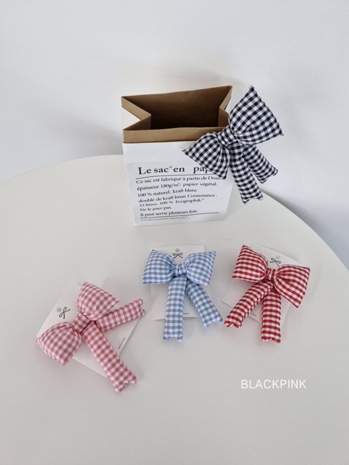 Black Pink - Korean Children Fashion - #magicofchildhood - Check Puffy Ribbon Pin - 5