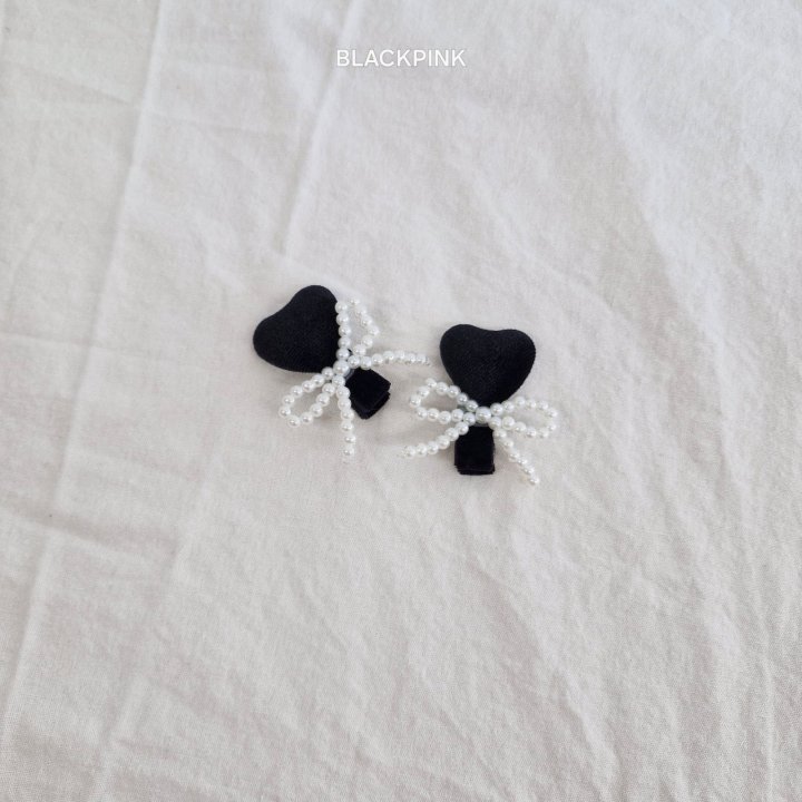 Black Pink - Korean Children Fashion - #magicofchildhood - Pearl Ribbon Heart Set (set of 2) - 9
