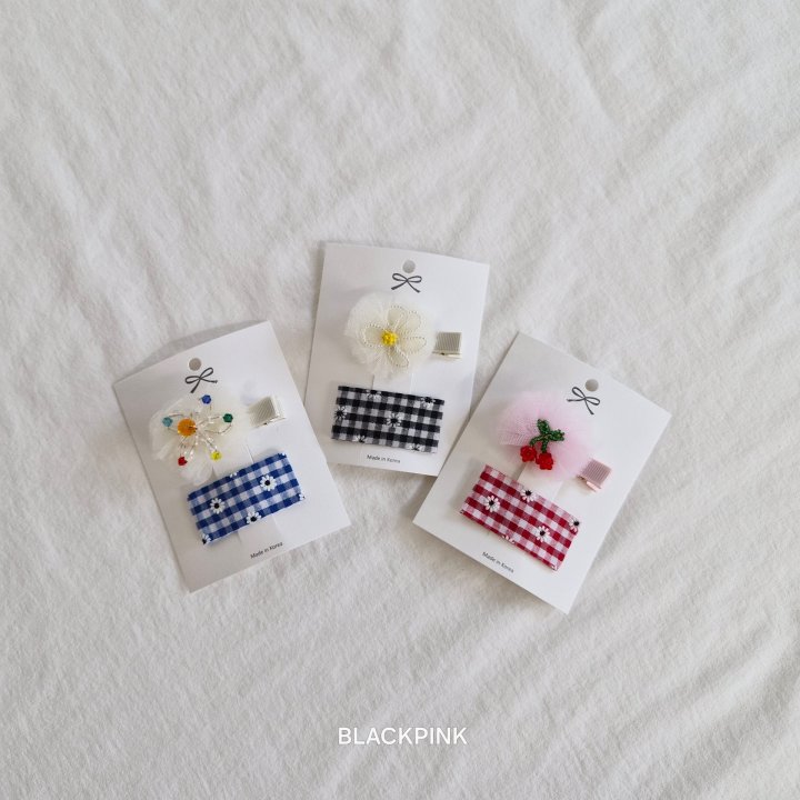 Black Pink - Korean Children Fashion - #magicofchildhood - Beaded Flower Check (set of 2) - 2