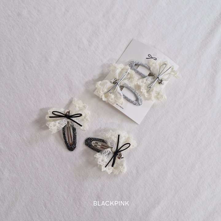 Black Pink - Korean Children Fashion - #magicofchildhood - Pearl Lace Heart Ribbon Set - 6