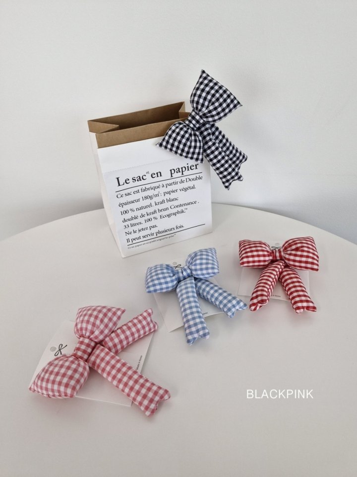 Black Pink - Korean Children Fashion - #minifashionista - Check Puffy Ribbon Pin - 6