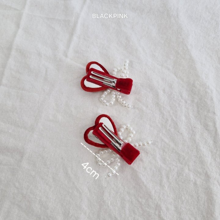 Black Pink - Korean Children Fashion - #minifashionista - Pearl Ribbon Heart Set (set of 2) - 10