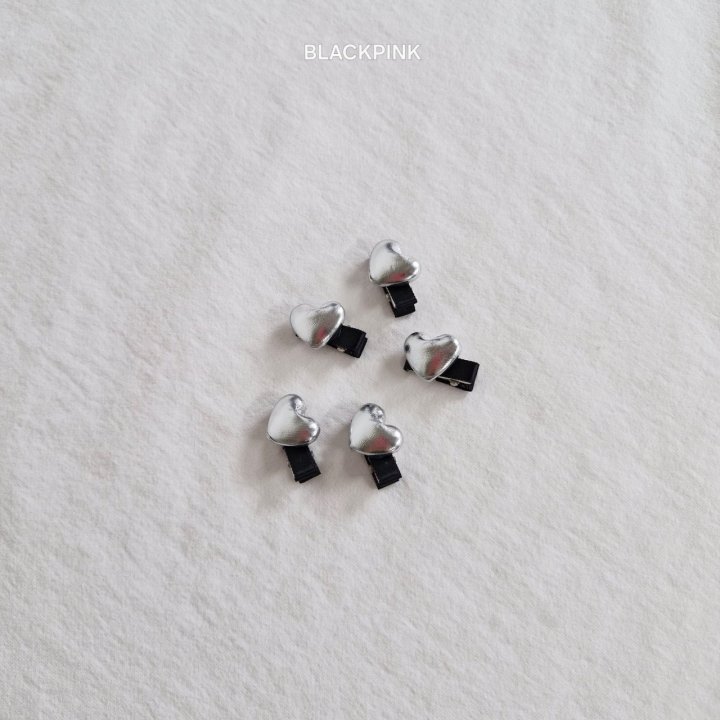 Black Pink - Korean Children Fashion - #minifashionista - Heart Mini Hair Clip Set - 6