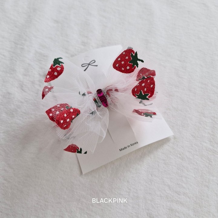 Black Pink - Korean Children Fashion - #minifashionista - Strawberry Hair Clip - 2