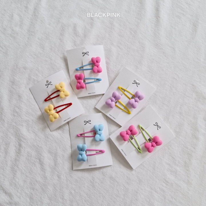 Black Pink - Korean Children Fashion - #minifashionista - Vivid Ribbon Snap Set