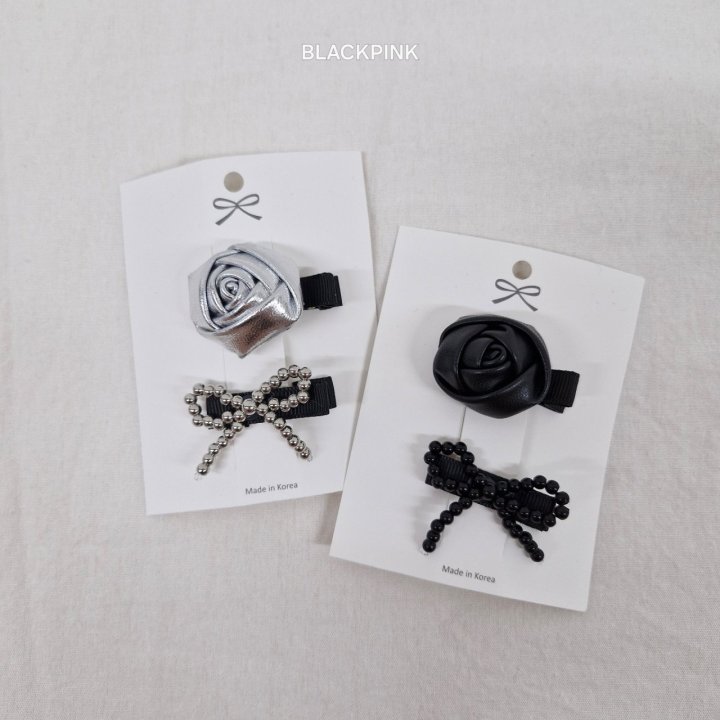 Black Pink - Korean Children Fashion - #minifashionista - Rose Pearl Ribbon Set - 4