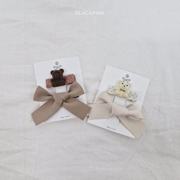 Black Pink - Korean Children Fashion - #prettylittlegirls - Dot Teddy Ribbon Set