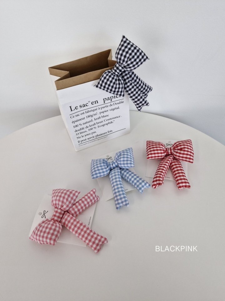 Black Pink - Korean Children Fashion - #prettylittlegirls - Check Puffy Ribbon Pin - 7