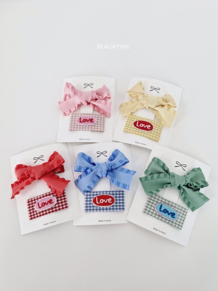 Black Pink - Korean Children Fashion - #prettylittlegirls - LOVE Ribbon Set