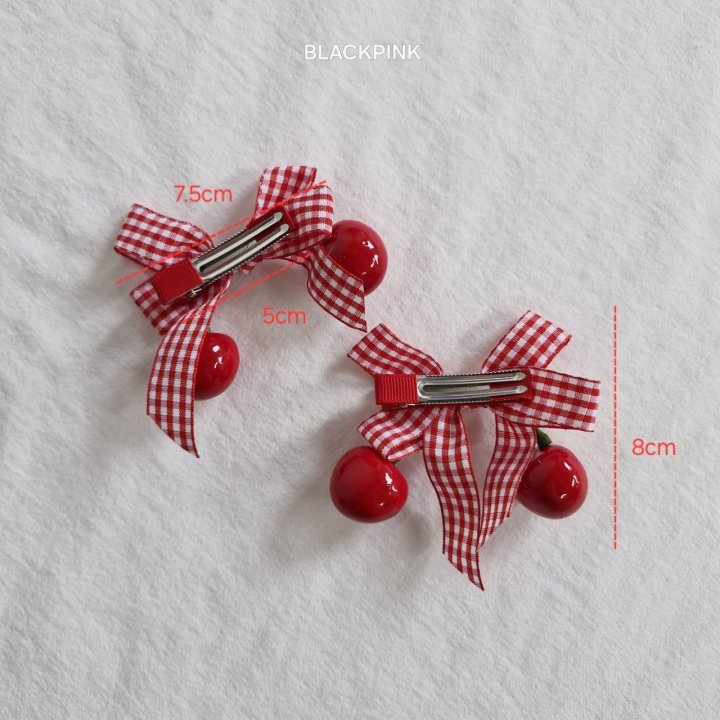 Black Pink - Korean Children Fashion - #prettylittlegirls - Cherry Check Ribbon (set of 2) - 6