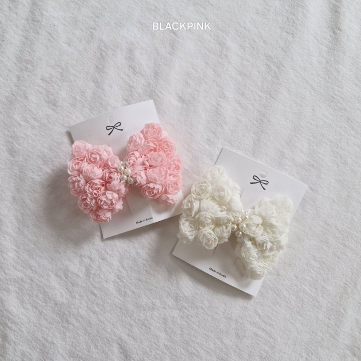 Black Pink - Korean Children Fashion - #prettylittlegirls - Rose Pom-Pom Ribbon Pin