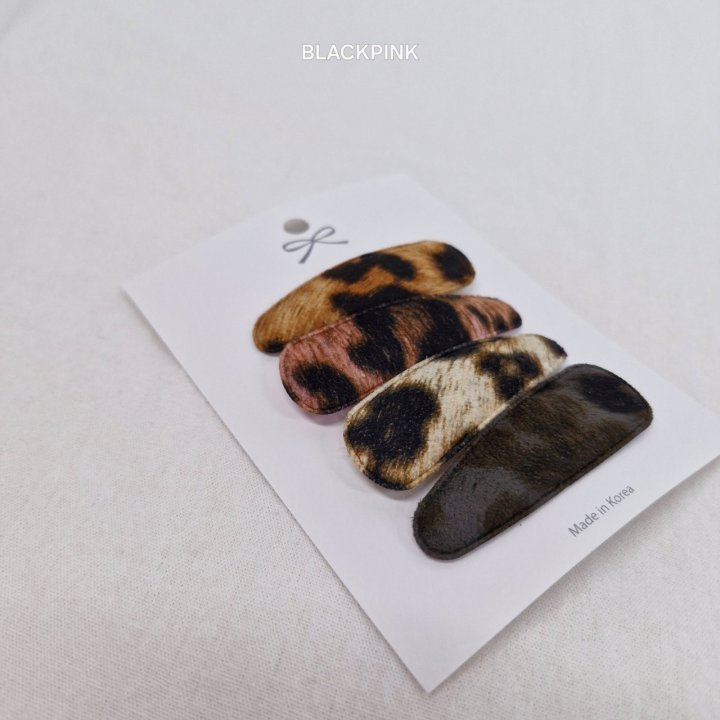 Black Pink - Korean Children Fashion - #stylishchildhood - Leopard Snap Clip (set of 4) - 3
