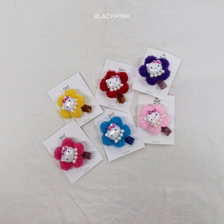 Black Pink - Korean Children Fashion - #stylishchildhood - Kitty Fluffy Hair Clip - 2