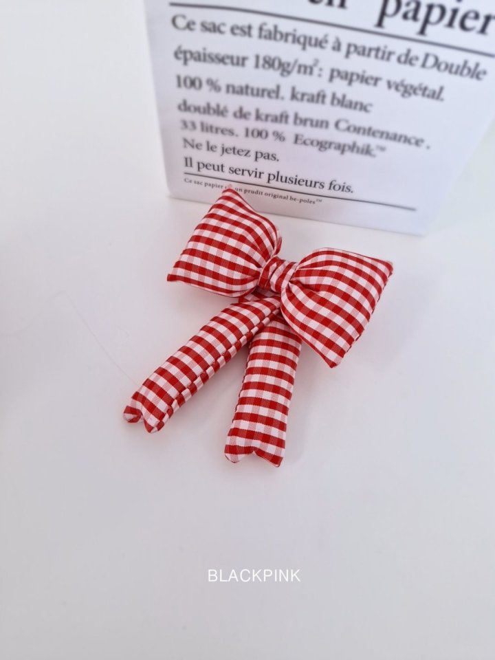 Black Pink - Korean Children Fashion - #stylishchildhood - Check Puffy Ribbon Pin - 10