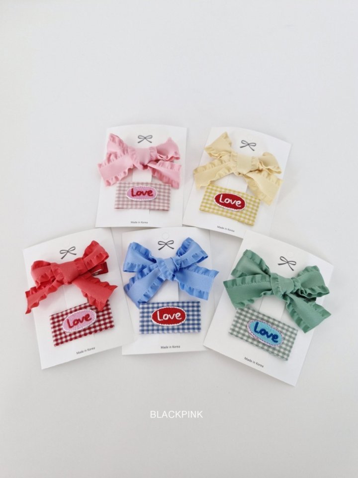 Black Pink - Korean Children Fashion - #toddlerclothing - LOVE Ribbon Set - 4