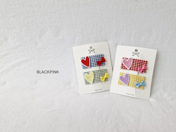 Black Pink - Korean Children Fashion - #stylishchildhood - Heart Embroidery Ribbon Set - 3