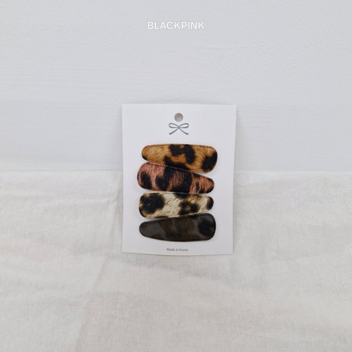 Black Pink - Korean Children Fashion - #todddlerfashion - Leopard Snap Clip (set of 4)