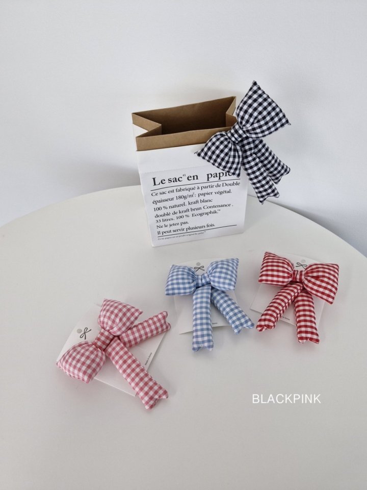 Black Pink - Korean Children Fashion - #todddlerfashion - Check Puffy Ribbon Pin - 8