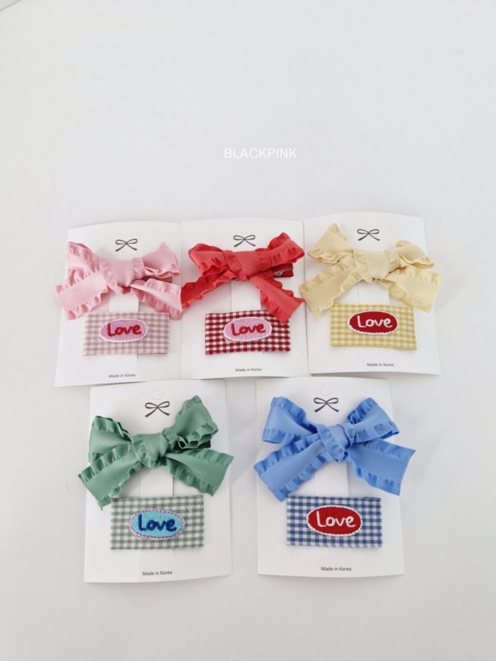 Black Pink - Korean Children Fashion - #todddlerfashion - LOVE Ribbon Set - 2