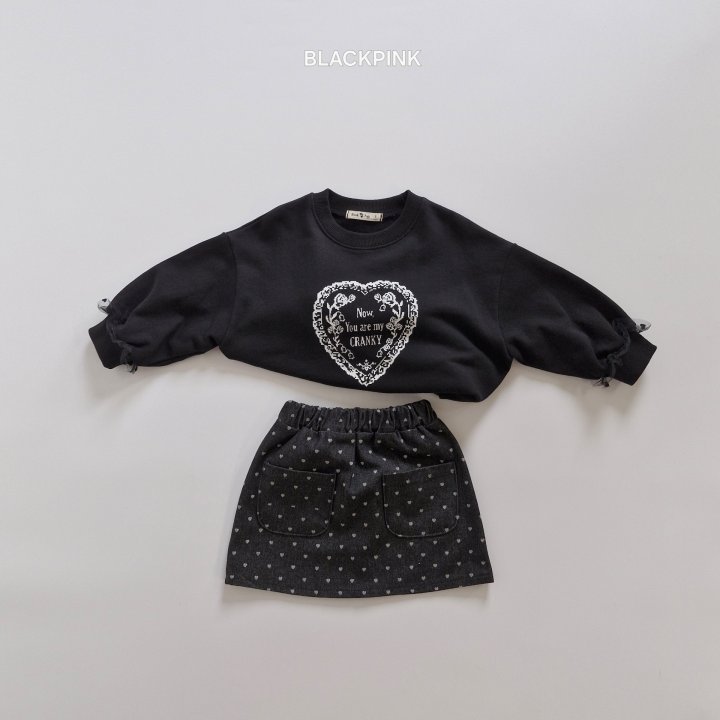 Black Pink - Korean Children Fashion - #todddlerfashion - Heart Denim Skirt - 10