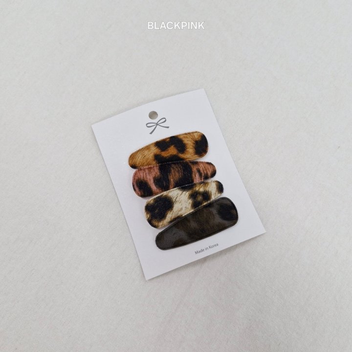 Black Pink - Korean Children Fashion - #toddlerclothing - Leopard Snap Clip (set of 4) - 2