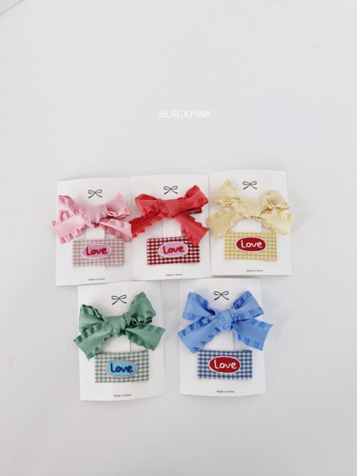 Black Pink - Korean Children Fashion - #toddlerclothing - LOVE Ribbon Set - 3