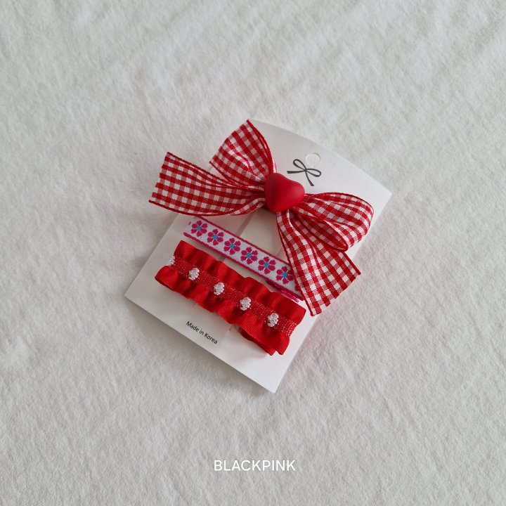 Black Pink - Korean Children Fashion - #todddlerfashion - Heart Check Frill (set of 3) - 4