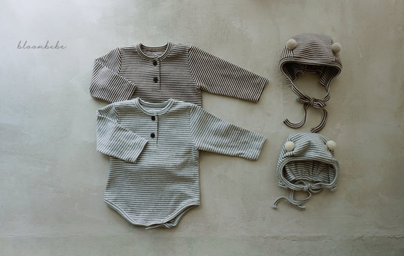 Bloombebe - Korean Baby Fashion - #babyoutfit - Pom-Pom Suit Bonnet Set - 2