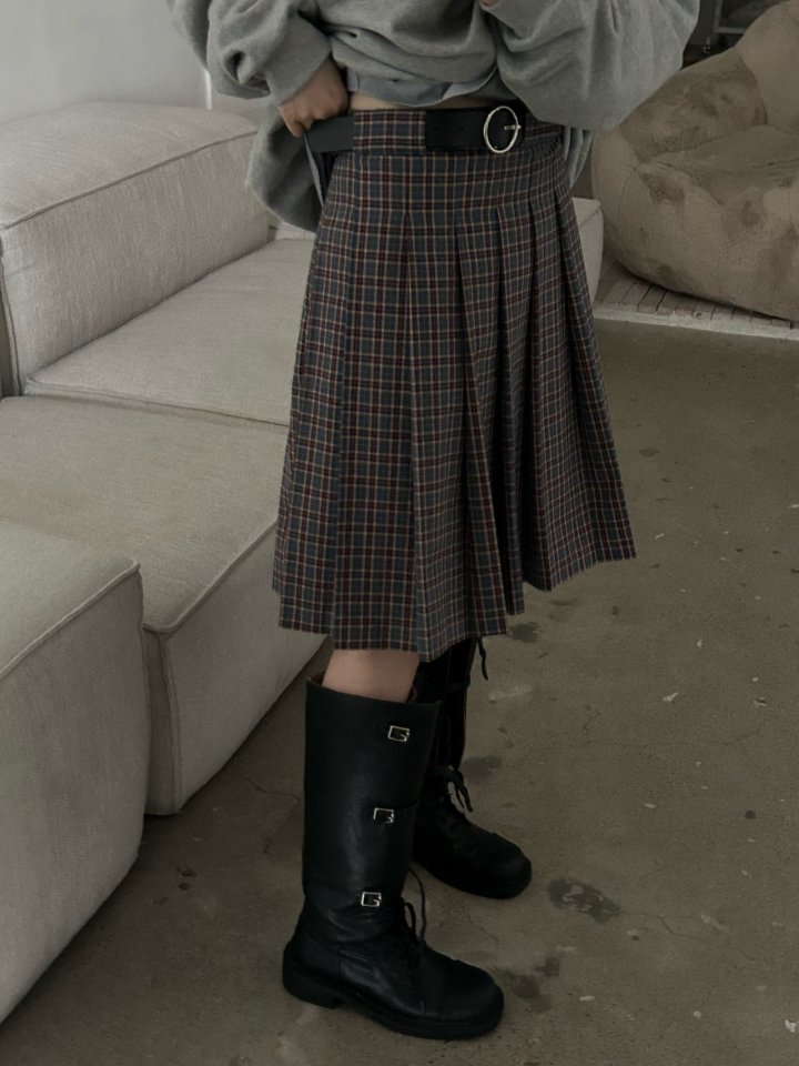 Buckle - Korean Women Fashion - #momslook - Checkcheck Skirt - 2