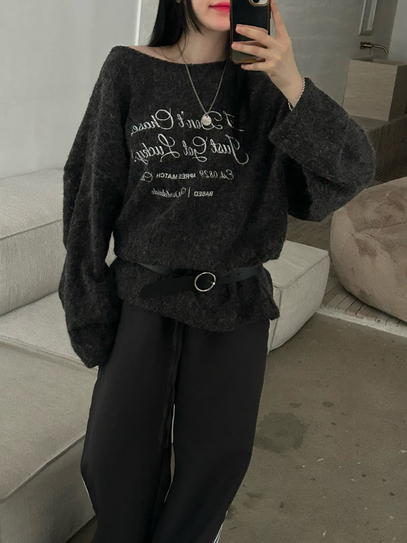 Buckle - Korean Women Fashion - #momslook - Off Lettering Knit - 10
