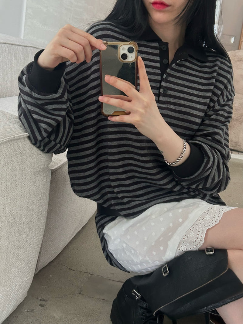 Buckle - Korean Women Fashion - #momslook - Play Collar Tee - 11