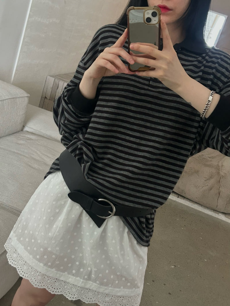 Buckle - Korean Women Fashion - #momslook - Play Collar Tee - 7