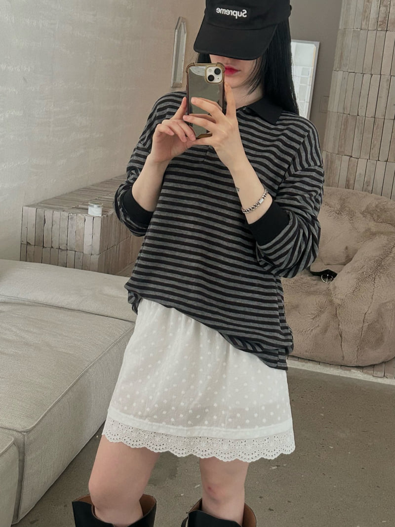 Buckle - Korean Women Fashion - #momslook - Play Collar Tee - 9