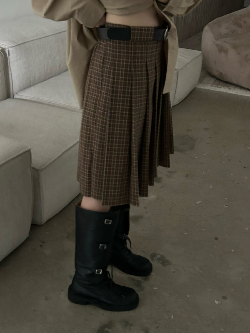 Buckle - Korean Women Fashion - #restrostyle - Checkcheck Skirt - 9